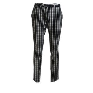 BENCIVENGA Black Checkered Cotton Casual Men's Pants